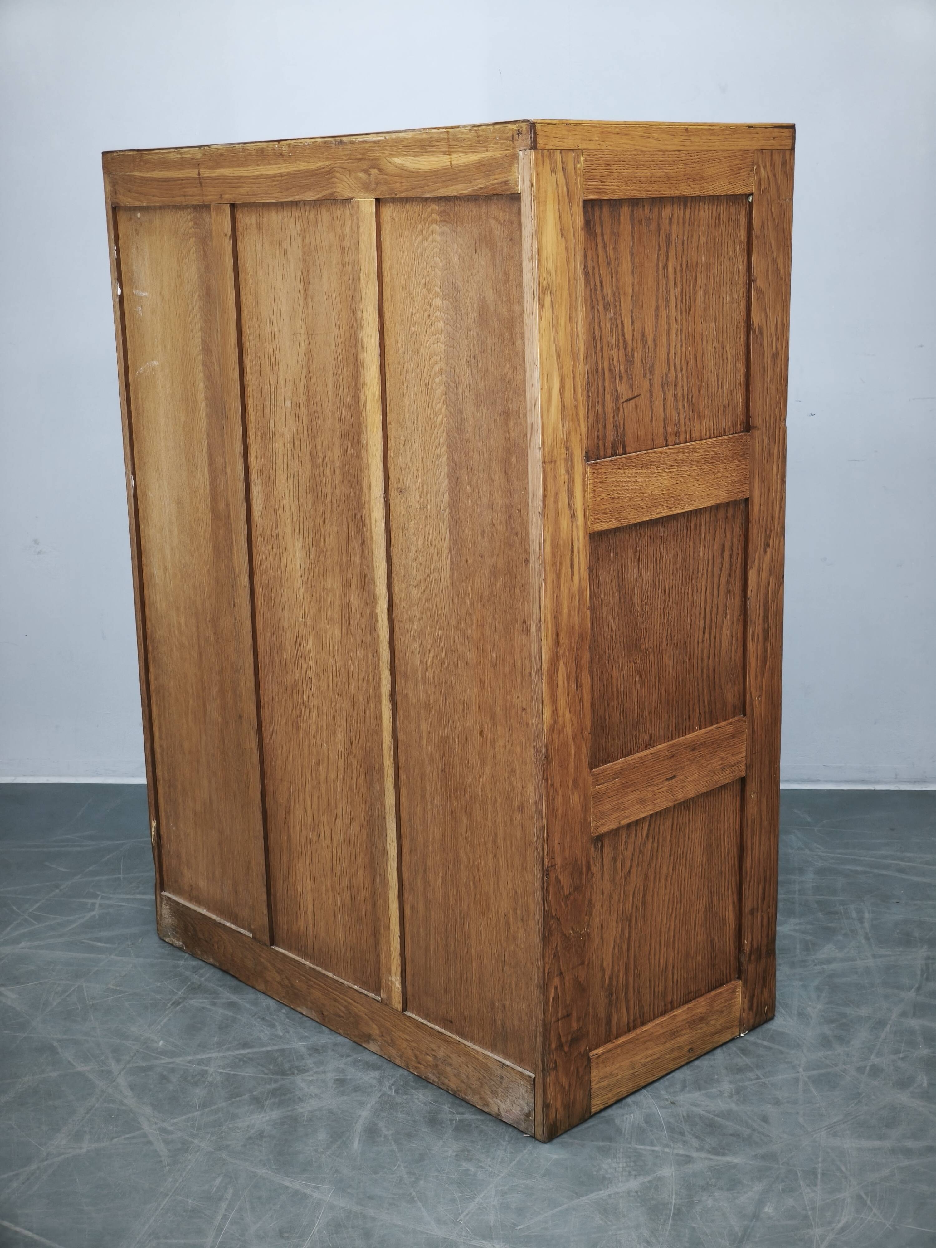 1930s Czech Oak Glass Bookcase from a Baťa Factory