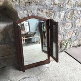 Art-deco wall triptych mirror - marquetry - early 20th century