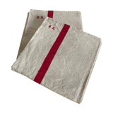 Set of tea towels in flax and monogrammed hemp