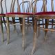 Set of 8 Vintage Bentwood Bistro Chairs: Red Upholstery