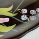 LONGWY PLATTER WITH LILIES signed L. VALENTI