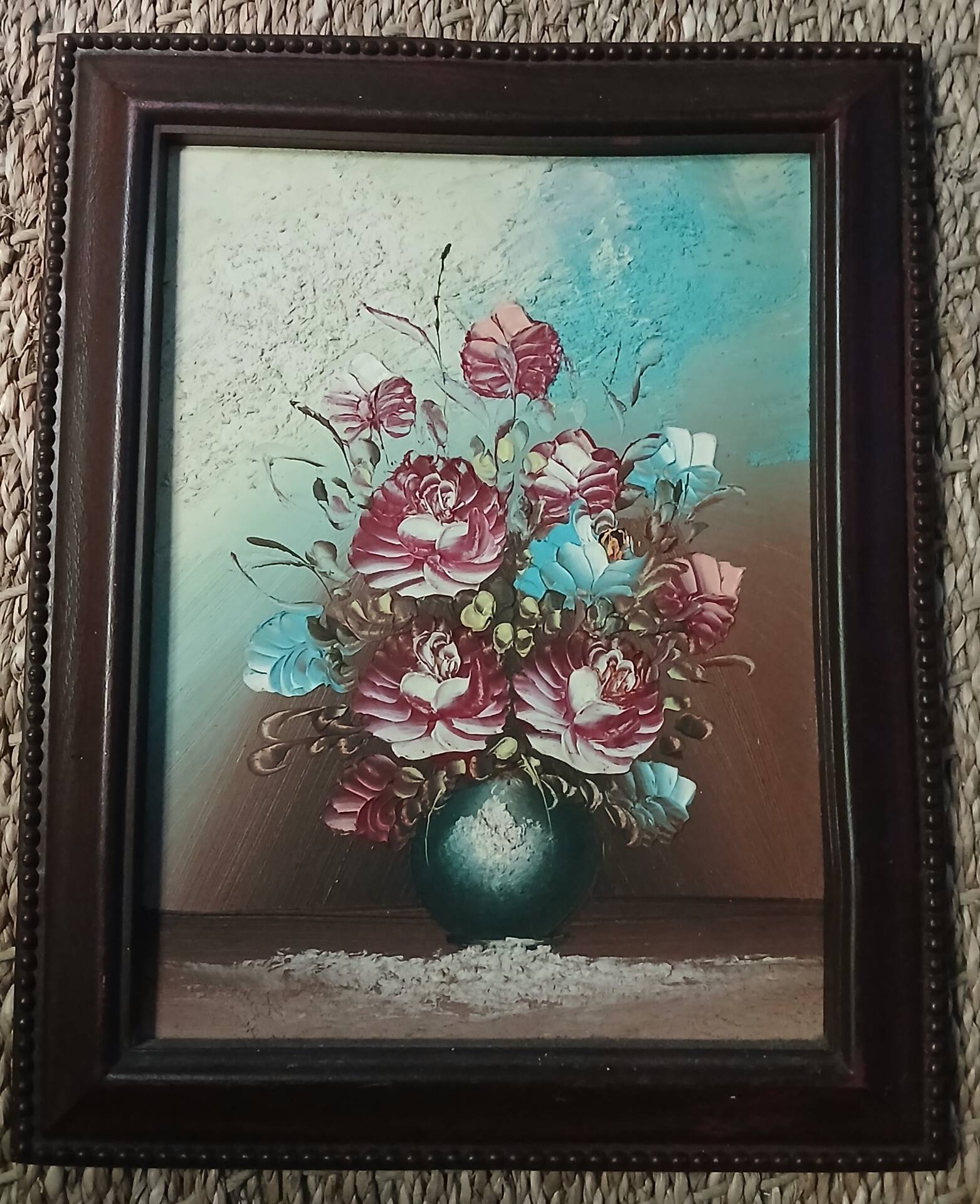 Tableau of a hand-painted bouquet of flowers