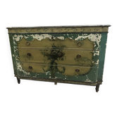 Commode en bois peint