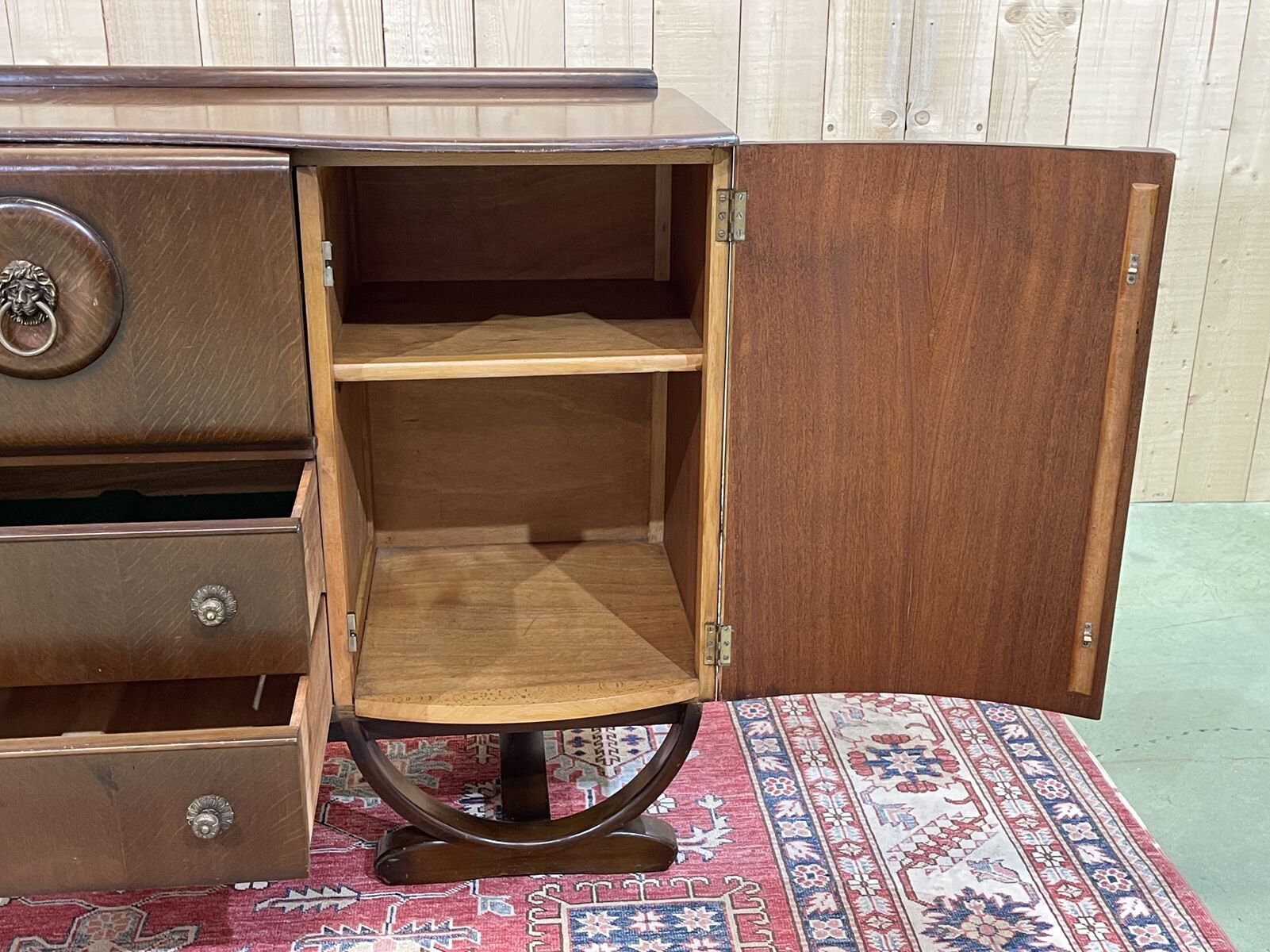 English art deco oak bar