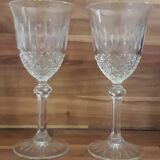 2 Arques crystal red wine glasses, cut diamonds