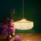Vintage glass pendant light in yellow from Clichy