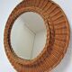 Vintage woven rattan marrow round mirror 1960
