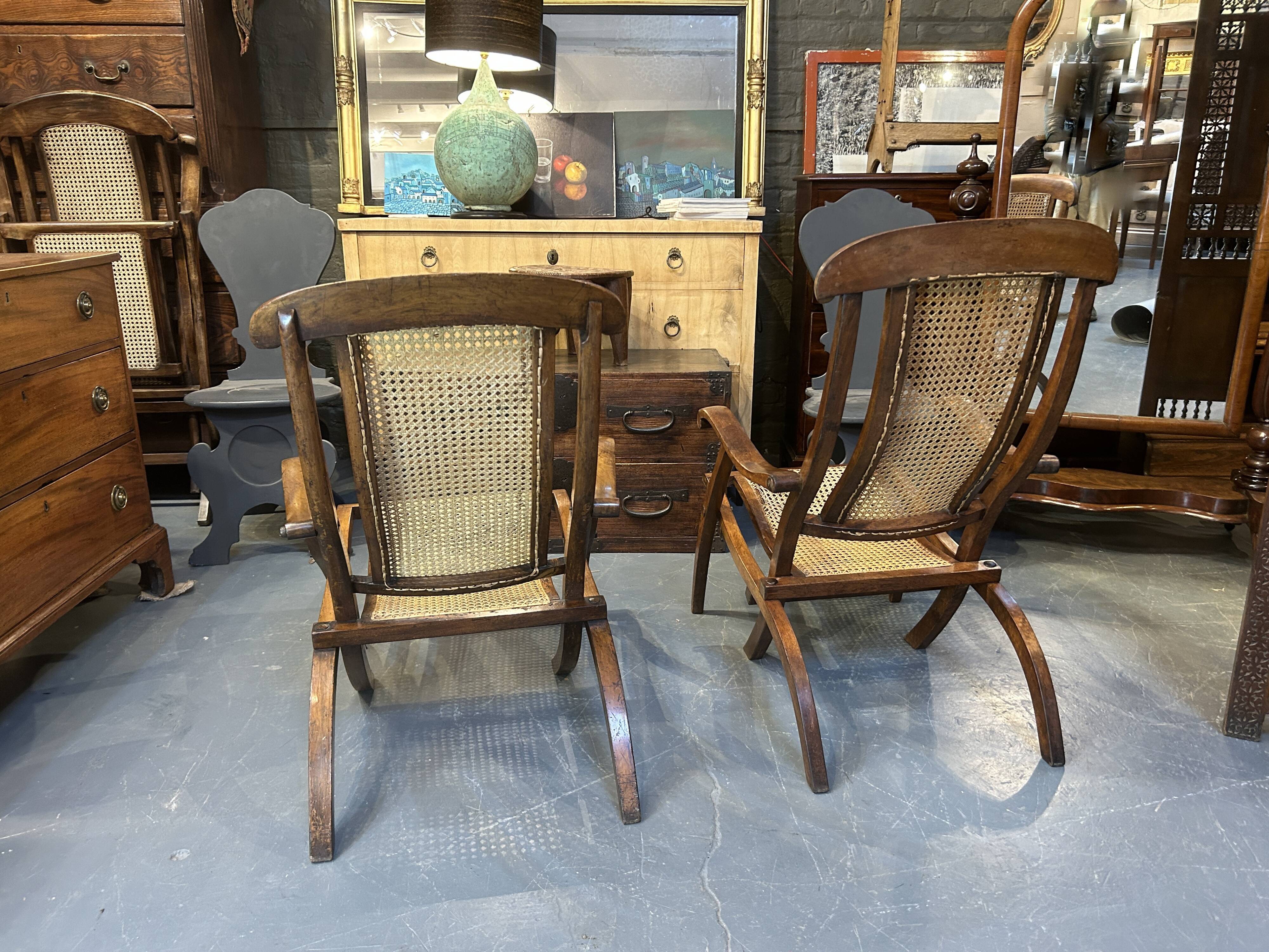Pair Edwardian Steamer Deck Chairs