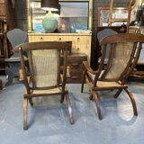 Pair Edwardian Steamer Deck Chairs