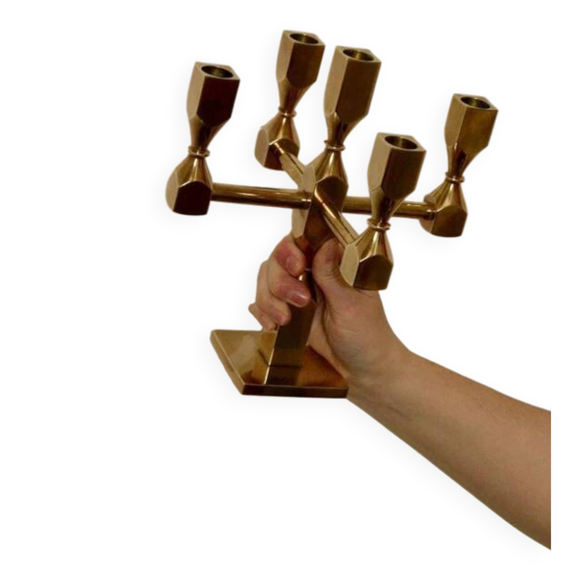 Five-arm Swedish brass candelabra by Gusum circa 1990