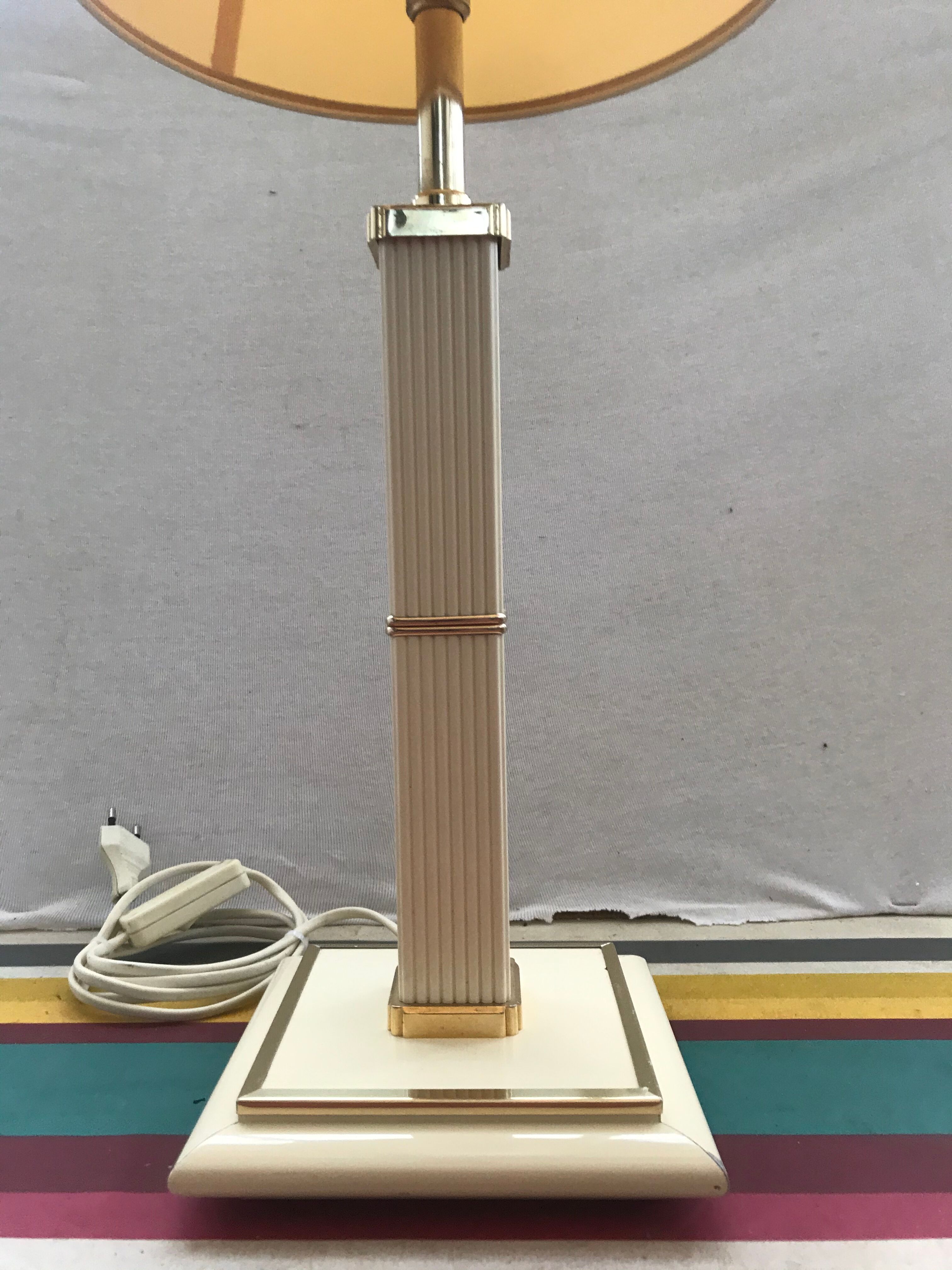 Table lamp by Robert de Schuytener ref2111 column - abat-day vintage cream