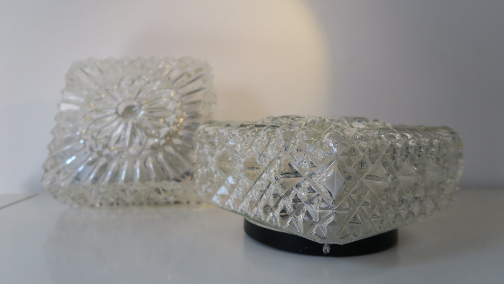 Glass ceiling lamp pair