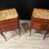 Pair Of Louis XV Style Bedside Tables In Rosewood Marquetry