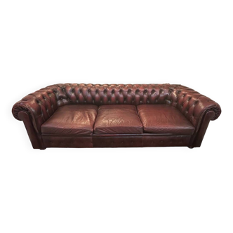 Convertible Burgundy Chesterfield Sofa