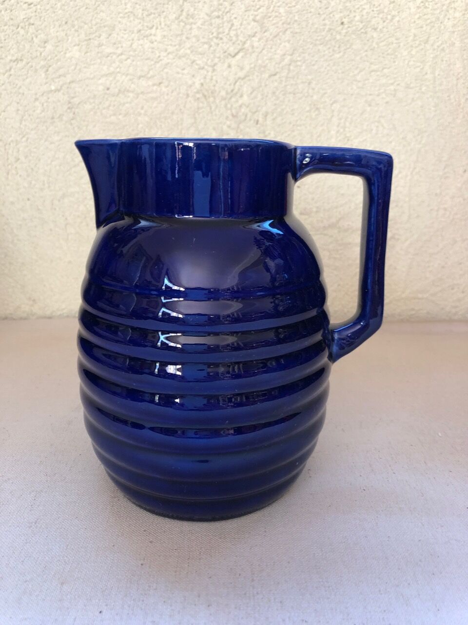Old blue pitcher ceramic Orchies L1