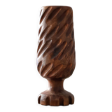 Hand-carved solid wood candle holder