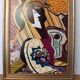 1960s Vintage Cubist Painting of Abstract Figures Composition Modernist, Framed
