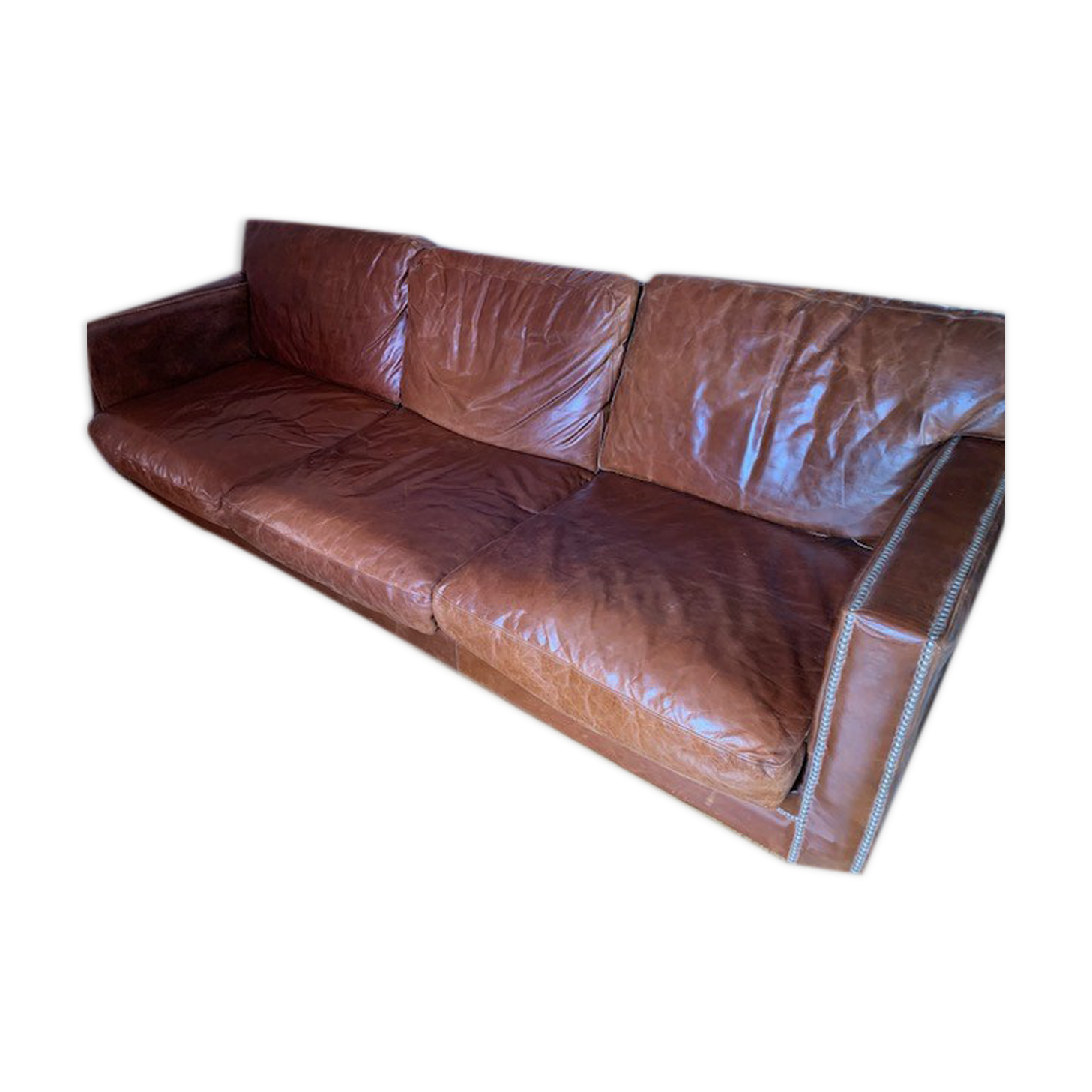 Large veted leather Dandy sofa