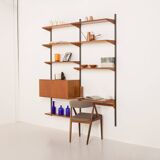 Kai Kristiansen teak wall unit with a hidden desk for FM Mobler