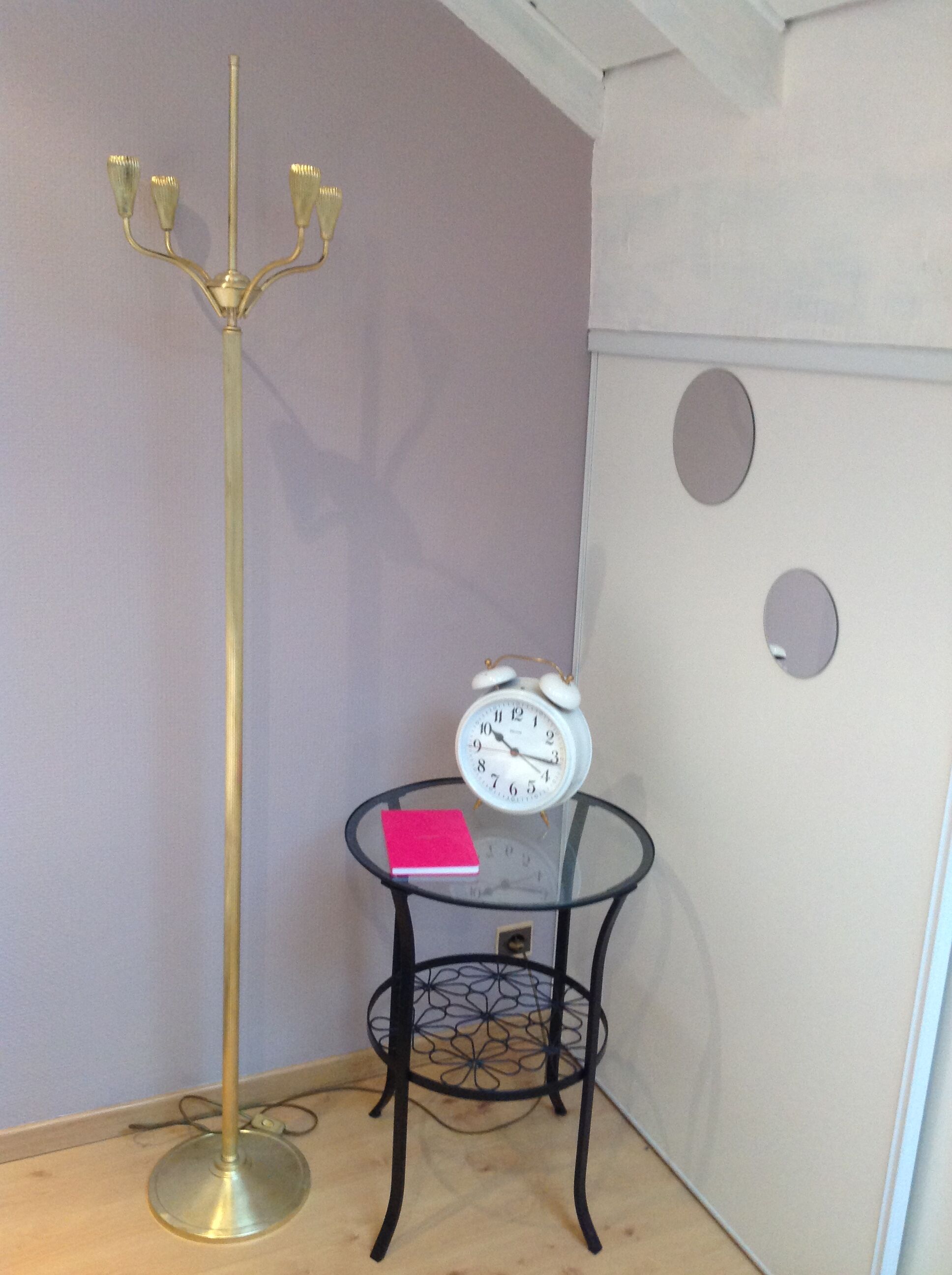 Four-fire retro brushed brass lamppost, 30-40s