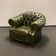 Handcrafted Chesterfield Club Armchair in Earthy Green Tone