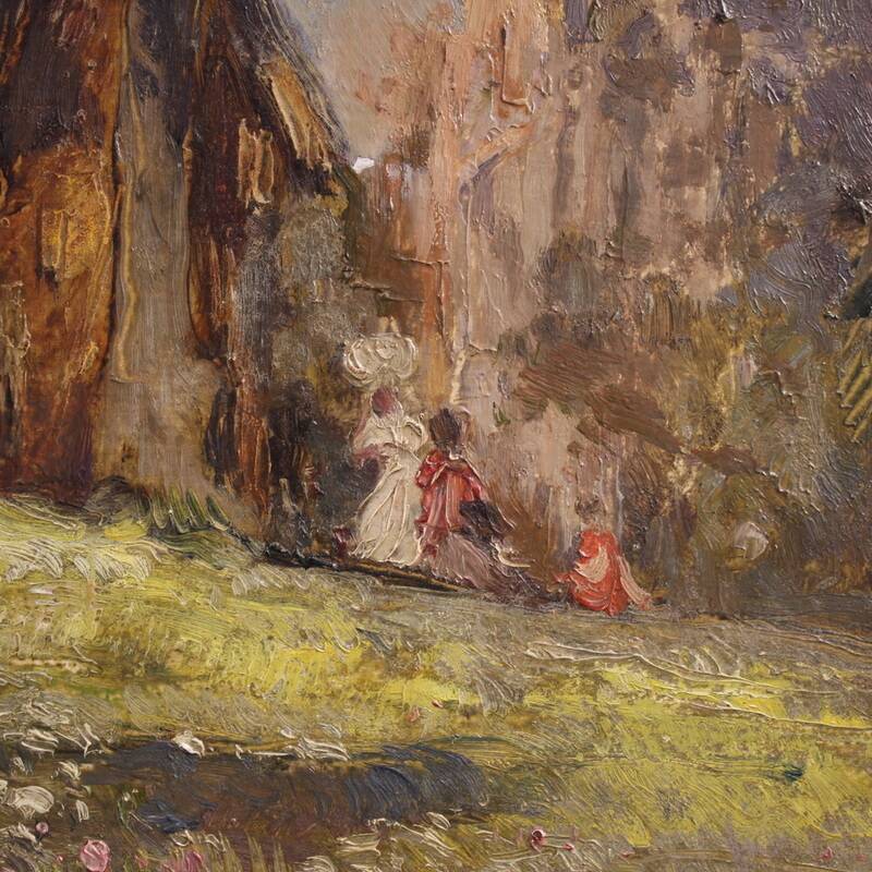 20th century Italian artwork, a countryside view with figures