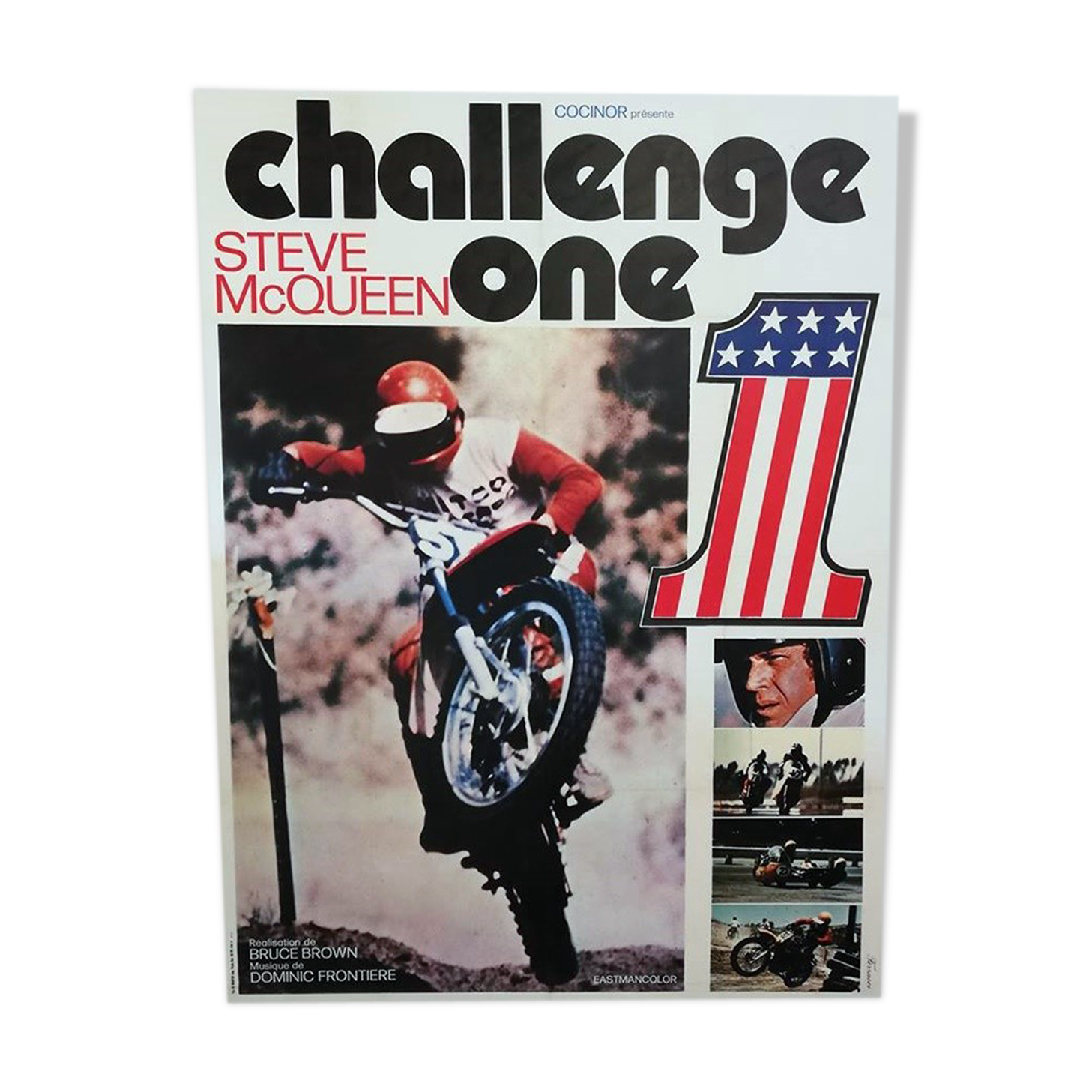 Original 1972 challenge poster one steve mcqueen motorcycle 120x160 cm vintage eyed
