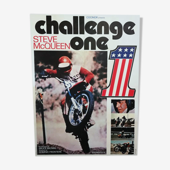 Original 1972 challenge poster one steve mcqueen motorcycle 120x160 cm vintage eyed