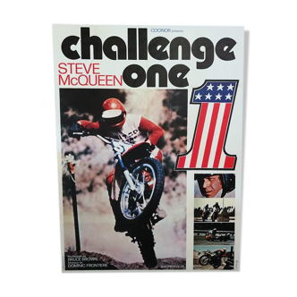 Original 1972 challenge poster one steve mcqueen motorcycle 120x160 cm vintage eyed