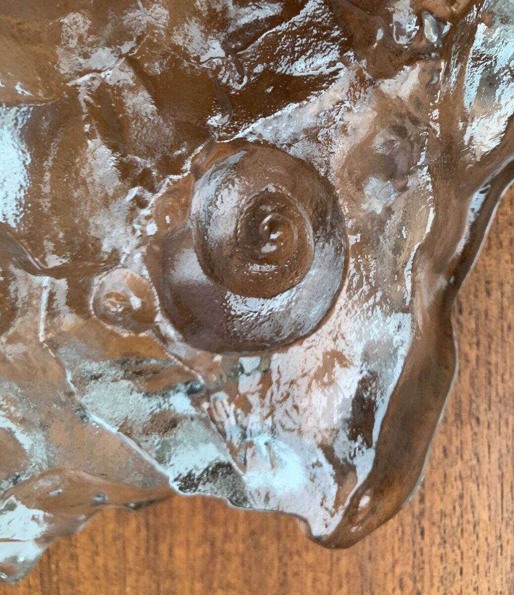 Frosted glass bowl with snail patterns, 1960s.