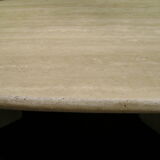 Oval coffee table in travertine italy from the 1970s