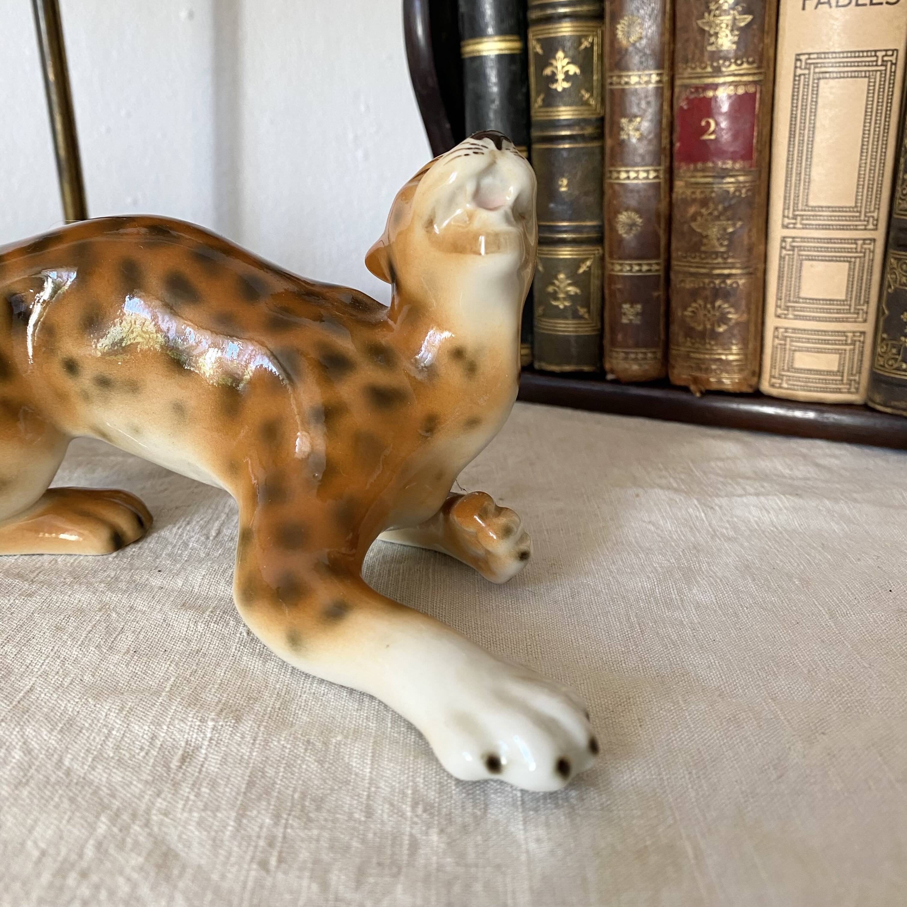 Vintage Royal Dux Figurine – Porcelain Cheetah – 21 cm