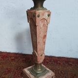 Colonne haute en marbre rose et bronze style Louis XVI