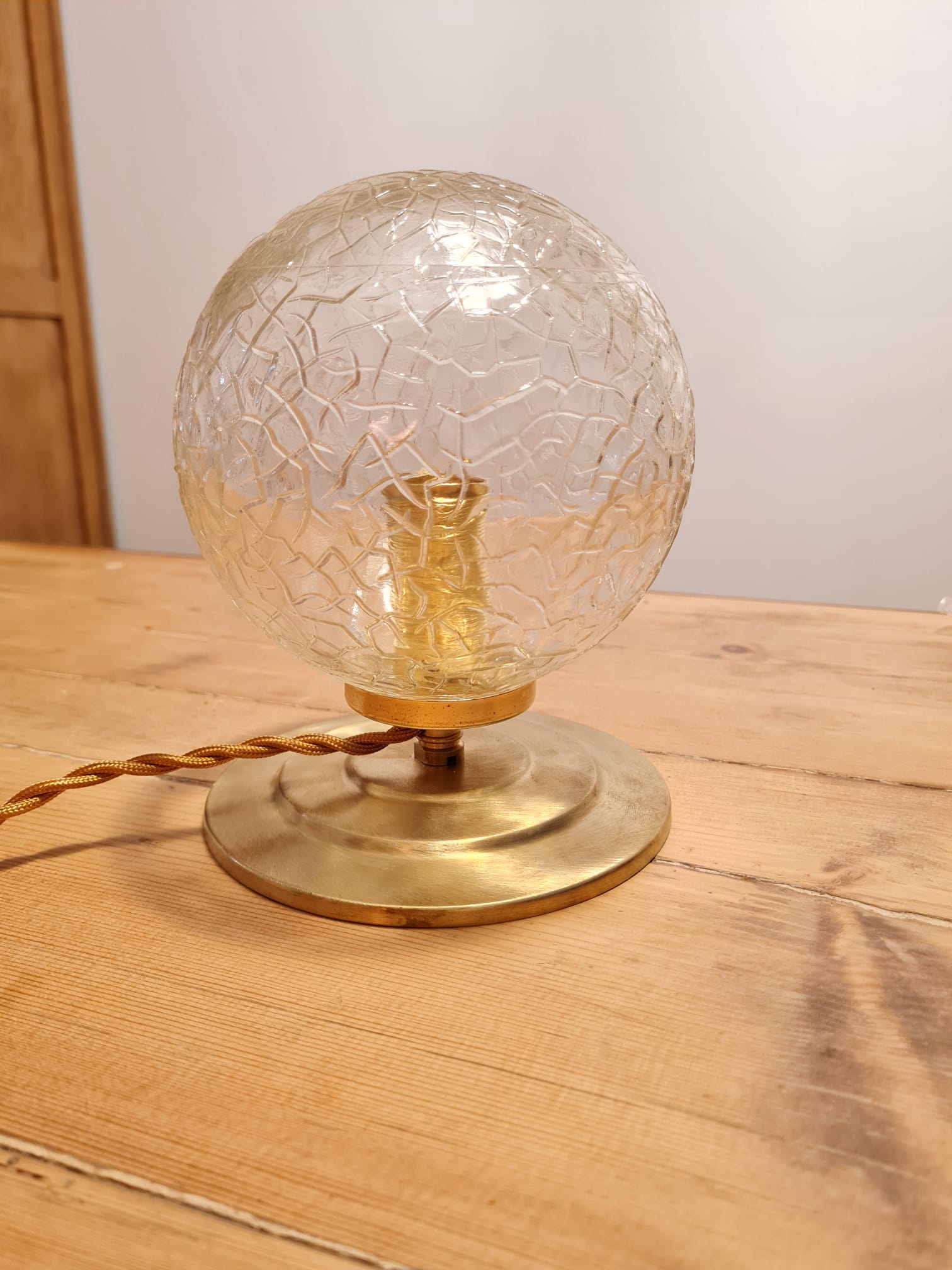 Vintage globe table lamp in molded glass
