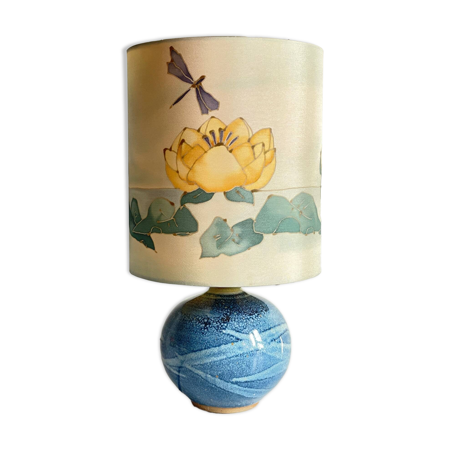 Vintage ceramic and silk ball lamp