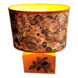Signed lamp, terracotta base with original shade, Vintage – 1980