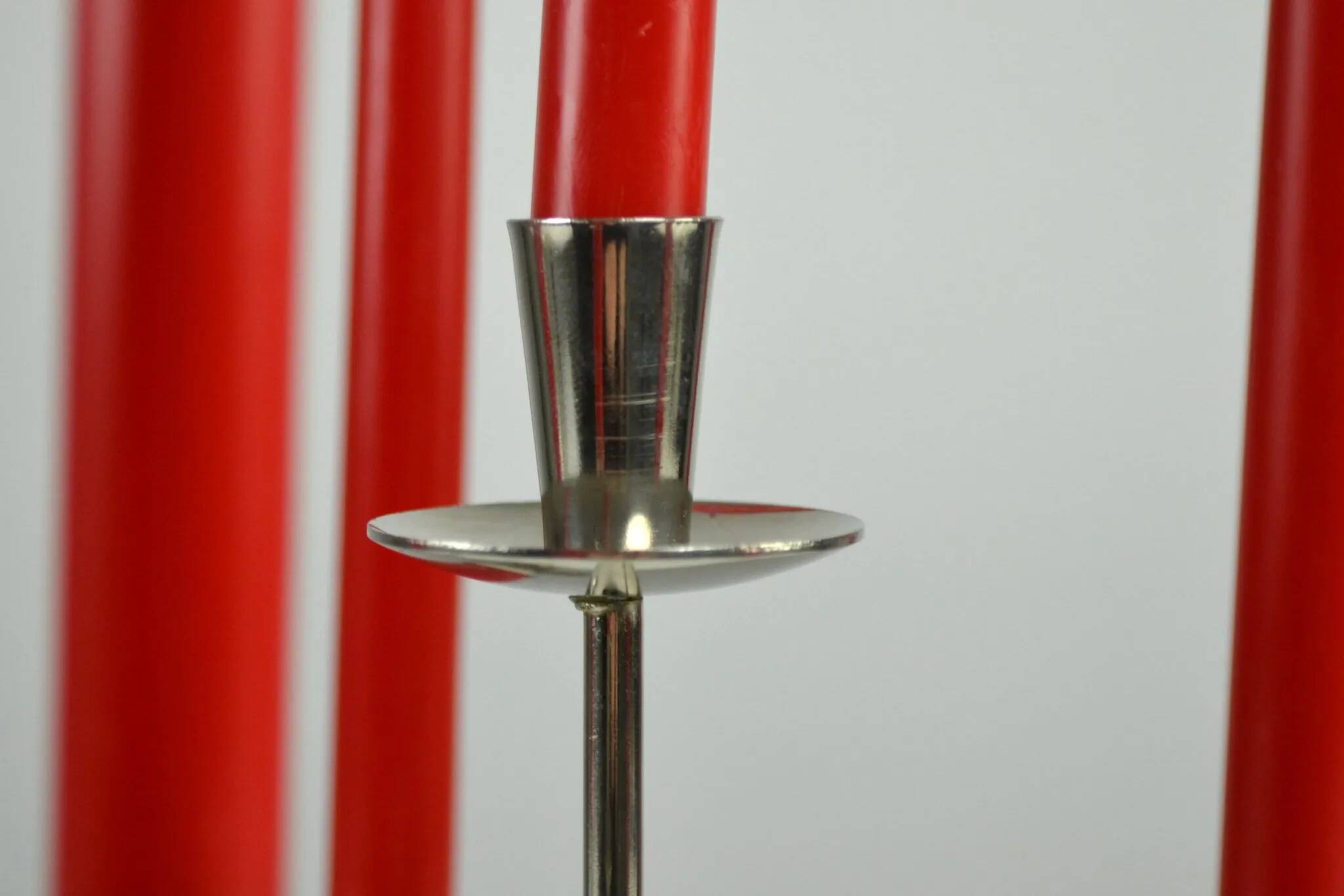 Pair of White Metal “Spiral” Candle holders by Gunnar Ander for Ystad-Metall, Sweden, 1960s