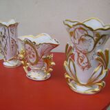 trio of old Paris porcelain vases