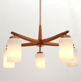 1960s ceiling light walnut opaline glass