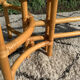 1970s rattan and glass coffee table