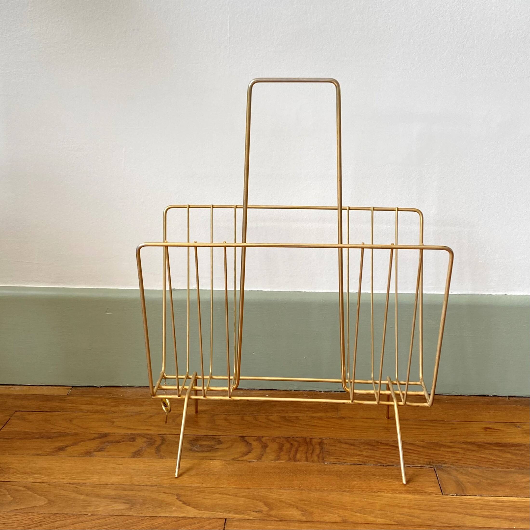 Vintage gold metal magazine rack