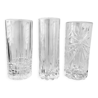 Trio de verres long drinks Hollywood Regency