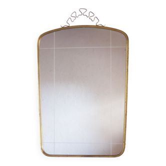 Mid-Century Wall Mirror with Brass Crown from Münchner Zierspiegel