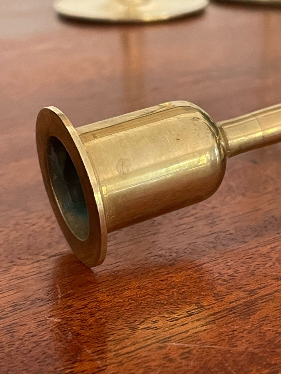 Suite of 6 vintage brass tulip foot candle holders