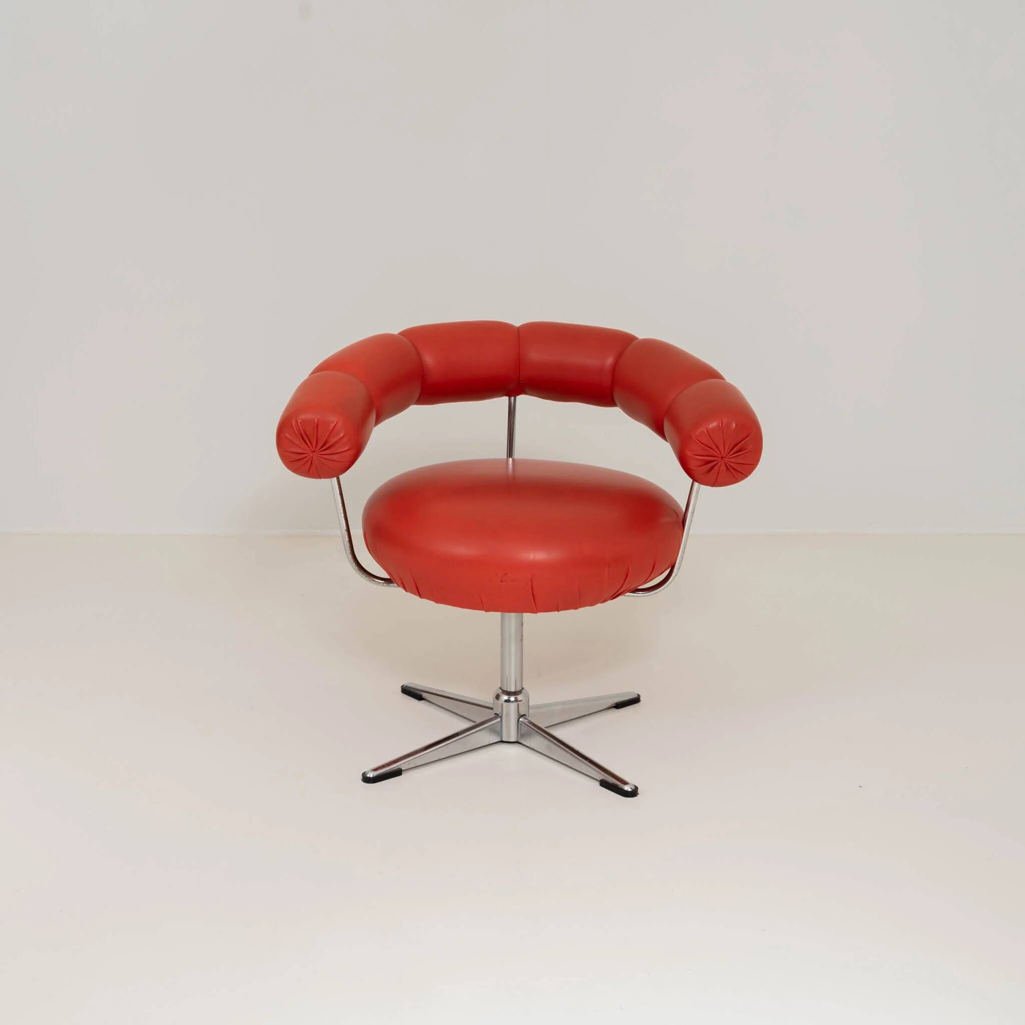 Vintage orange faux leather chair