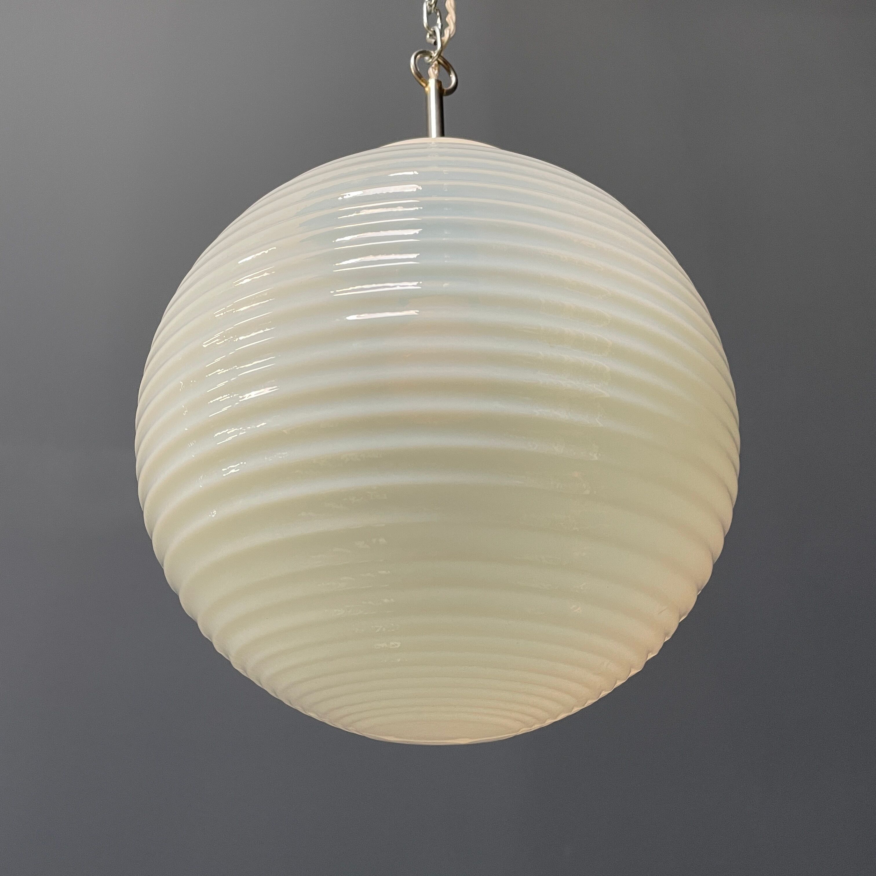 Mother of pearl opaline glass pendant lamps from the 1960s