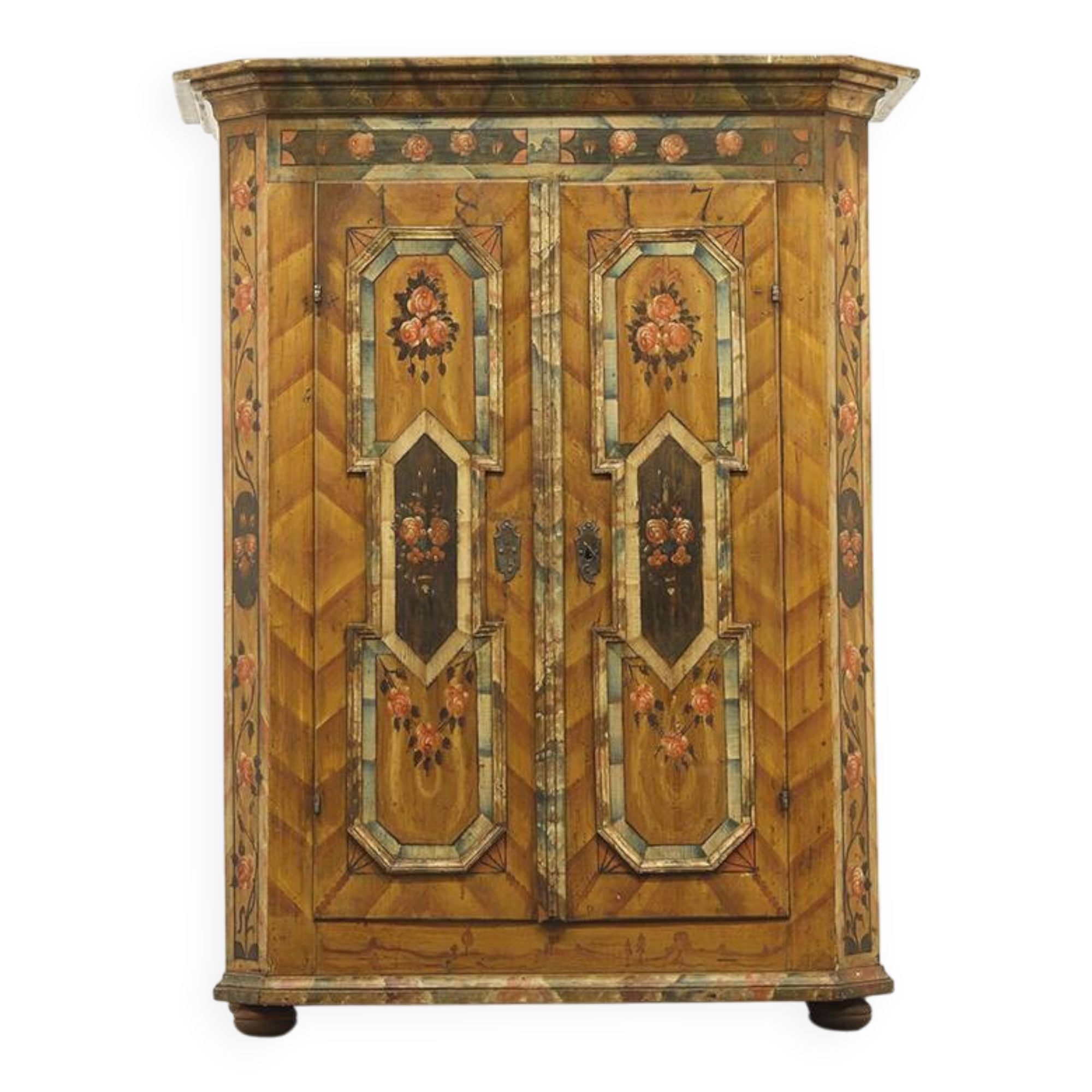 Painted Folk Art Bridal Cupboard