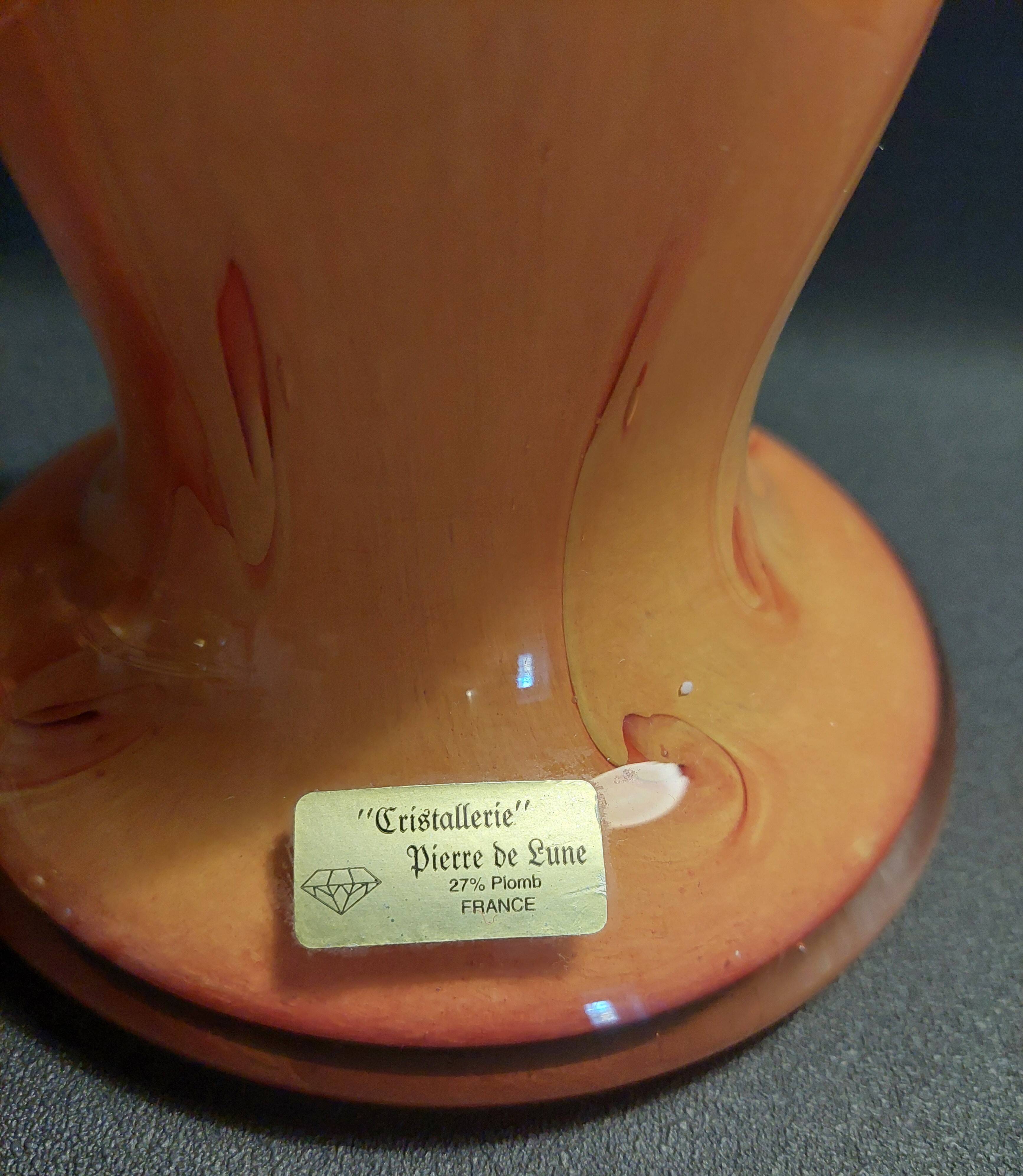 Vintage blown glass vase from Pierre de Lune crystal factory.