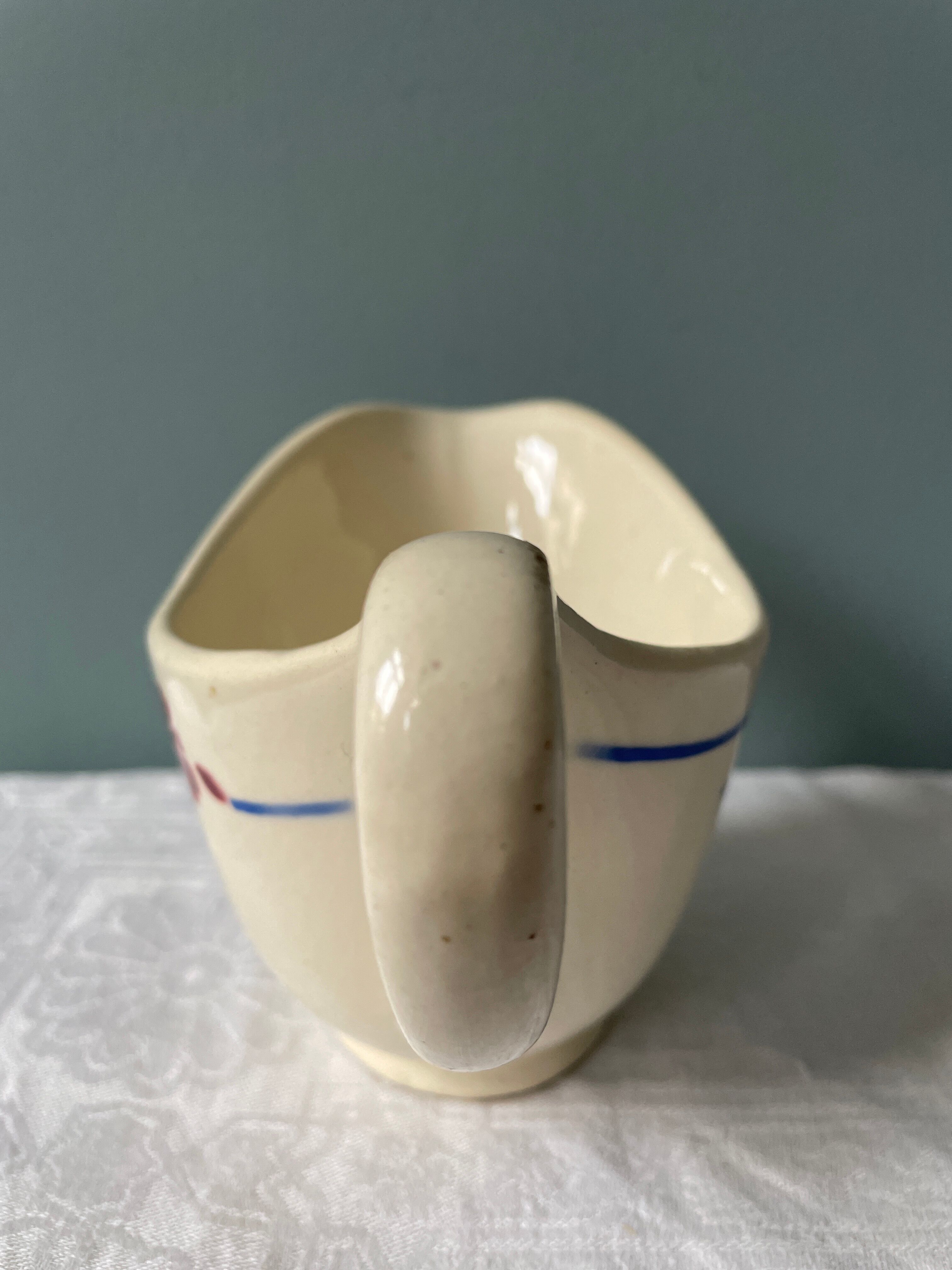 Vintage milk jug, model "Sylvain" earthenware of Lunéville