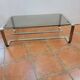 Coffee table with stainless steel base and smoked glass, from the 70s